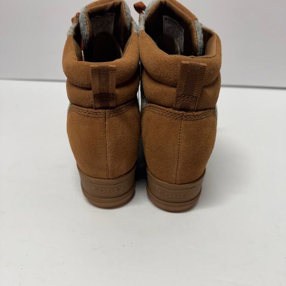 Sorel Womens Evie Ankle Lace Wedge Bootie Velvet Tan Brown Waterproof Size 10.5 - Picture 3 of 8